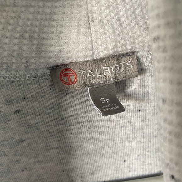 Talbots Womens Cardigan Speckled White Size SP Petite Waffle Knit Minimalist - Picture 9 of 11